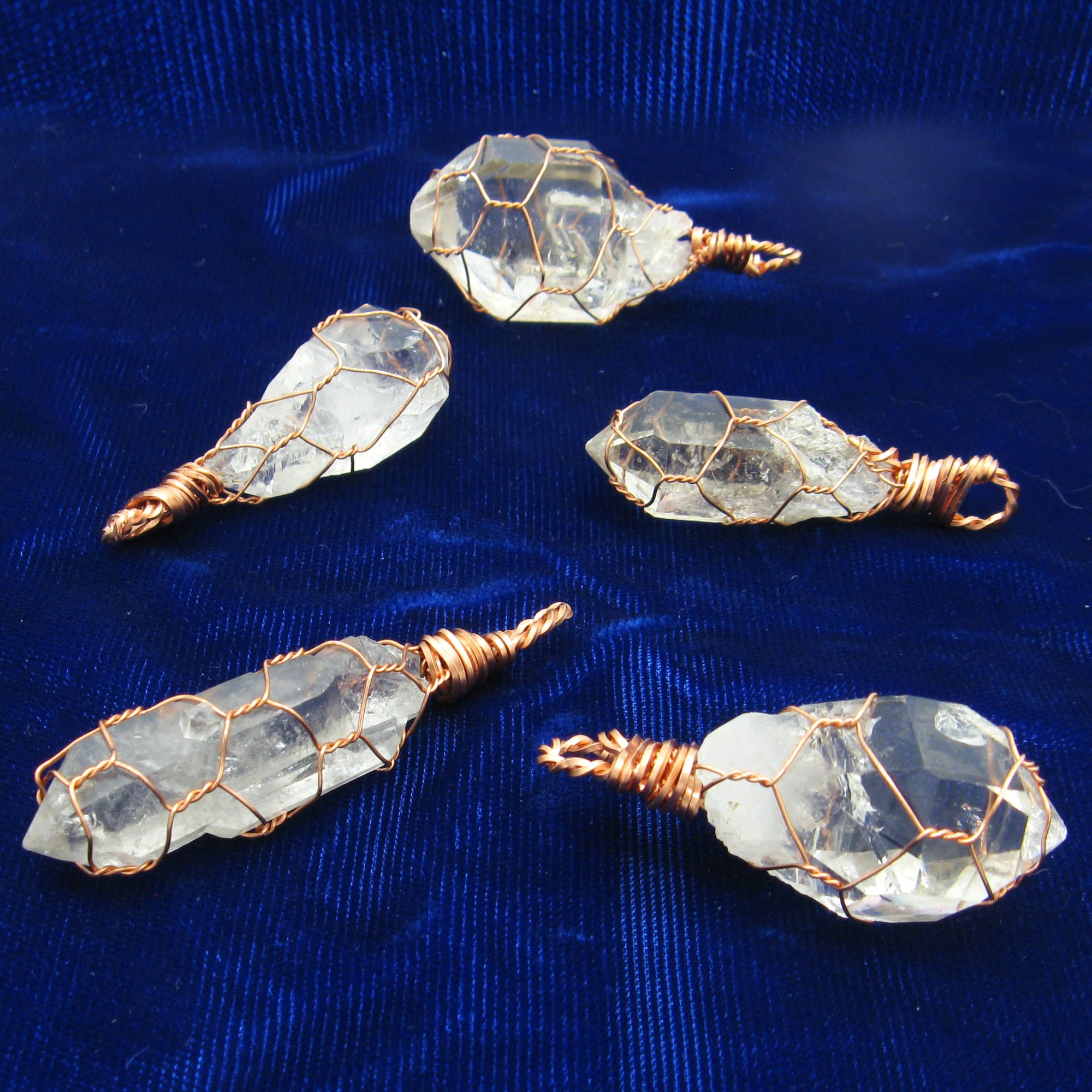 Raw Clear Quartz Crystal Pendants Copper Wire-Wrapped Pendant Handmade  Healing Grounding 20" Chain | Woot & Hammy