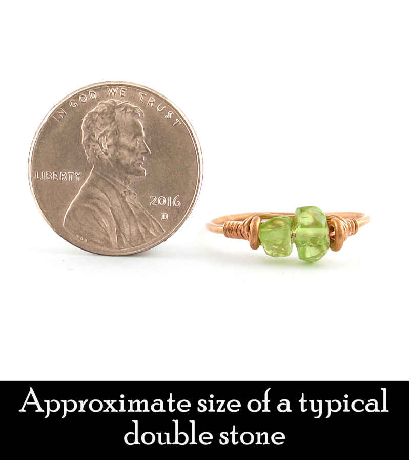 Stackable Copper Wire-Wrapped Polished Gemstone Ring Garnet Peridot Handmade | Woot & Hammy