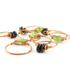 Stackable Copper Wire-Wrapped Polished Gemstone Ring Garnet Peridot Handmade | Woot & Hammy