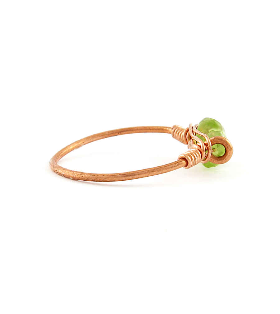 Stackable Copper Wire-Wrapped Polished Gemstone Ring Garnet Peridot Handmade | Woot & Hammy