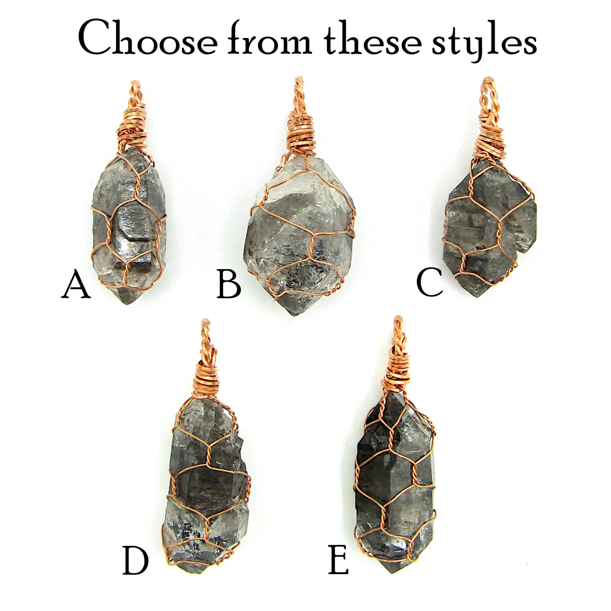 Raw Smoky Quartz Crystal Pendants Copper Wire-Wrapped Pendant Handmade  Healing Grounding 20" Chain | Woot & Hammy