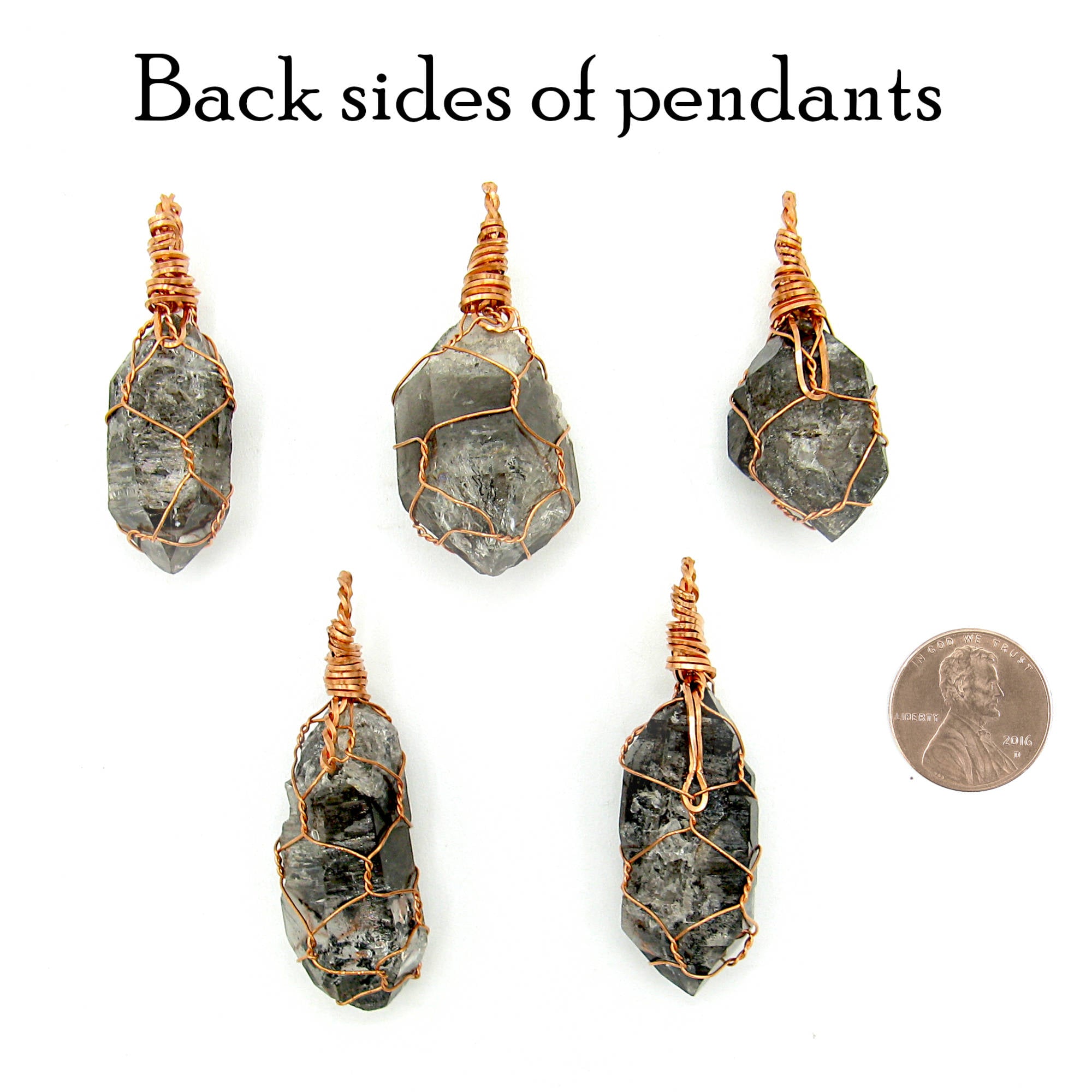Raw Smoky Quartz Crystal Pendants Copper Wire-Wrapped Pendant Handmade  Healing Grounding 20" Chain | Woot & Hammy