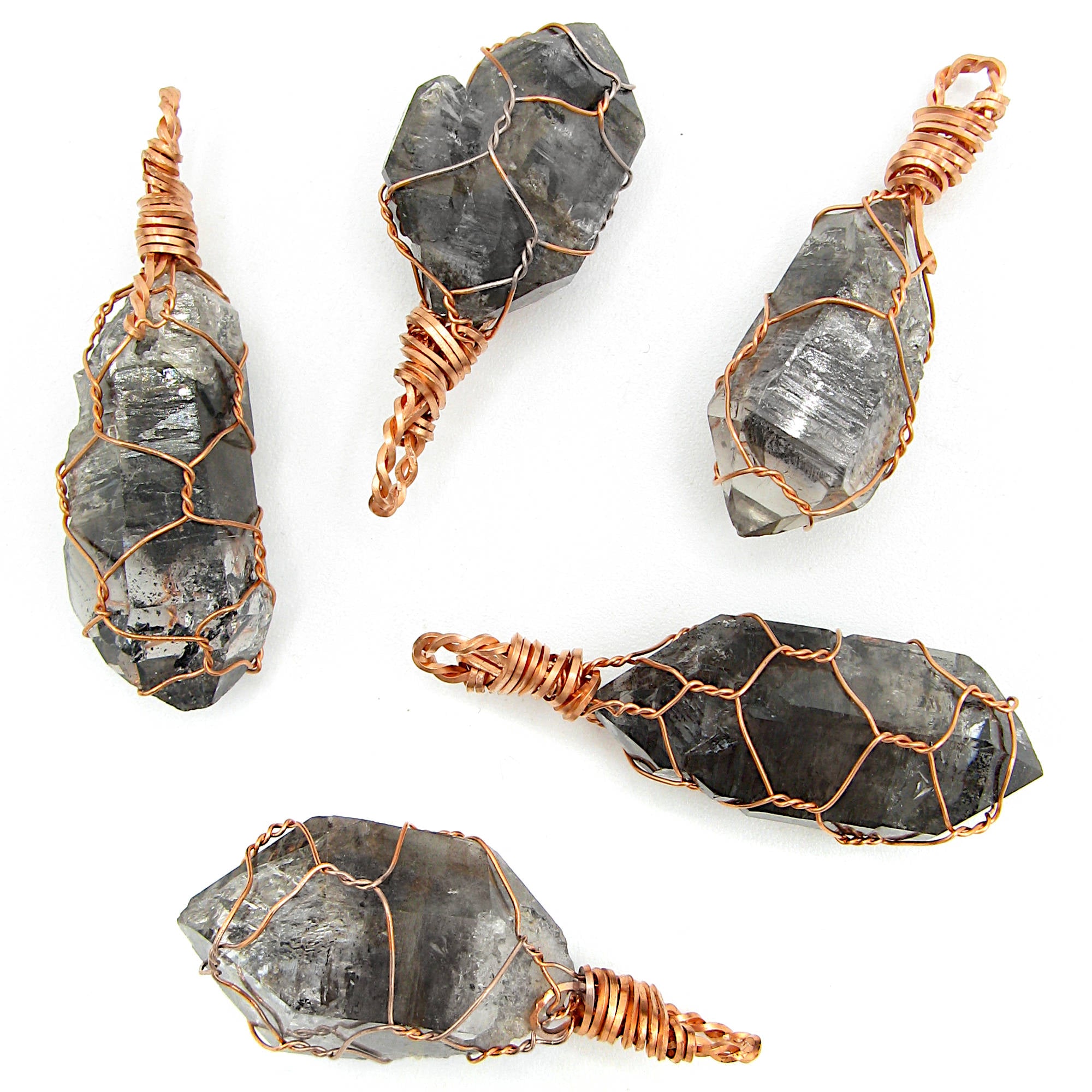 Raw Smoky Quartz Crystal Pendants Copper Wire-Wrapped Pendant Handmade  Healing Grounding 20" Chain | Woot & Hammy
