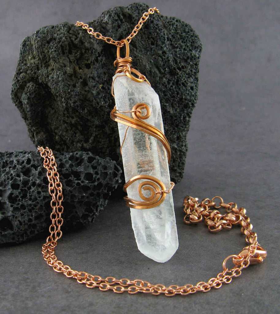 Pendant Necklace String Wrapped Crystals Wrapped Pendant Wire