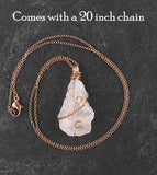 Raw Rose Quartz Swirl Pendant Necklace Copper Wire Wrapped Pink Rough Gemstone Love Friendship Healing with 20 inch chain