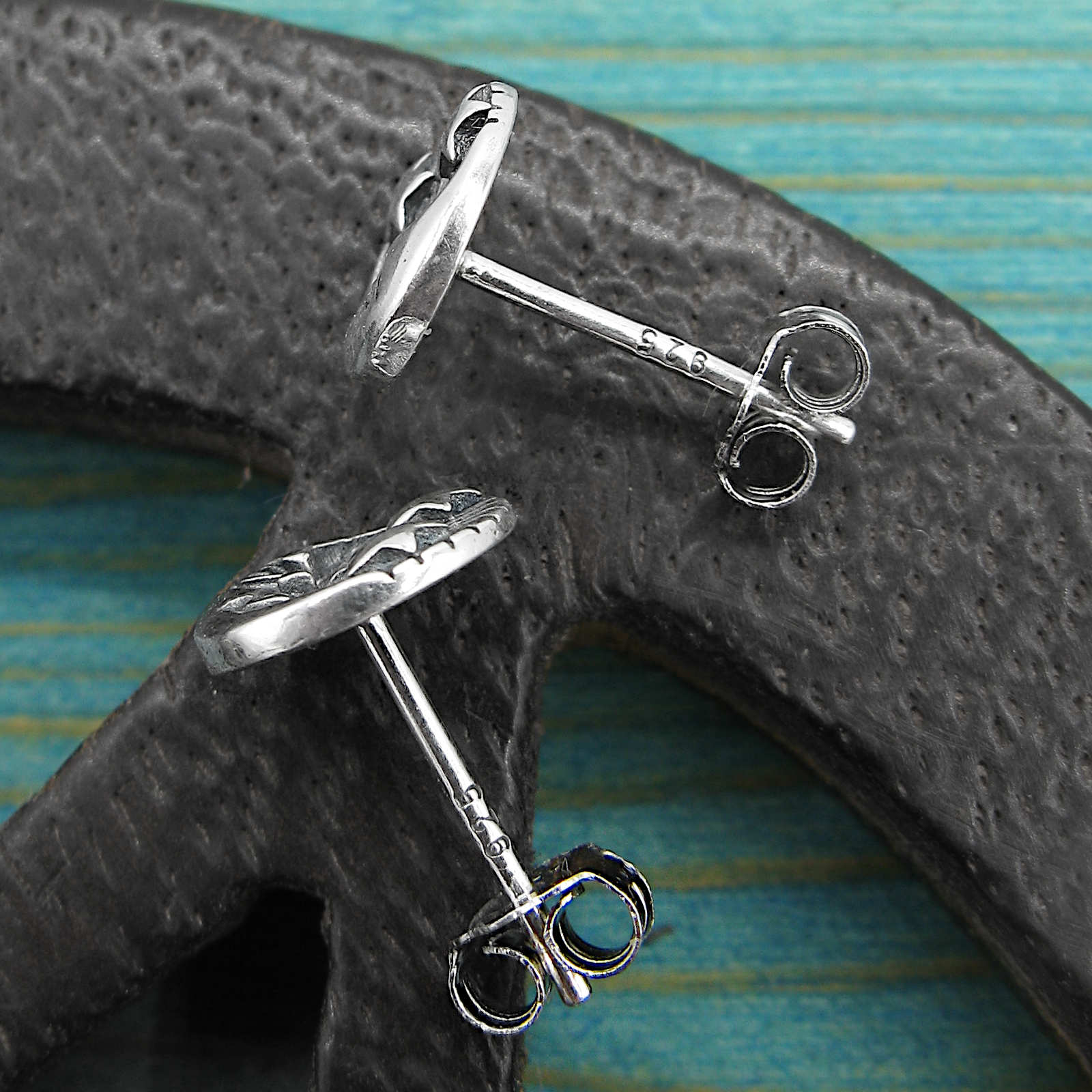 Man-In-The-Moon Stars Moonbeams Crescent Night Oxidized Post Earrings | Woot & Hammy