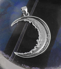 Fancy Crescent Moon With Flowery Inner Edge Oxidized Pendant | Woot & Hammy