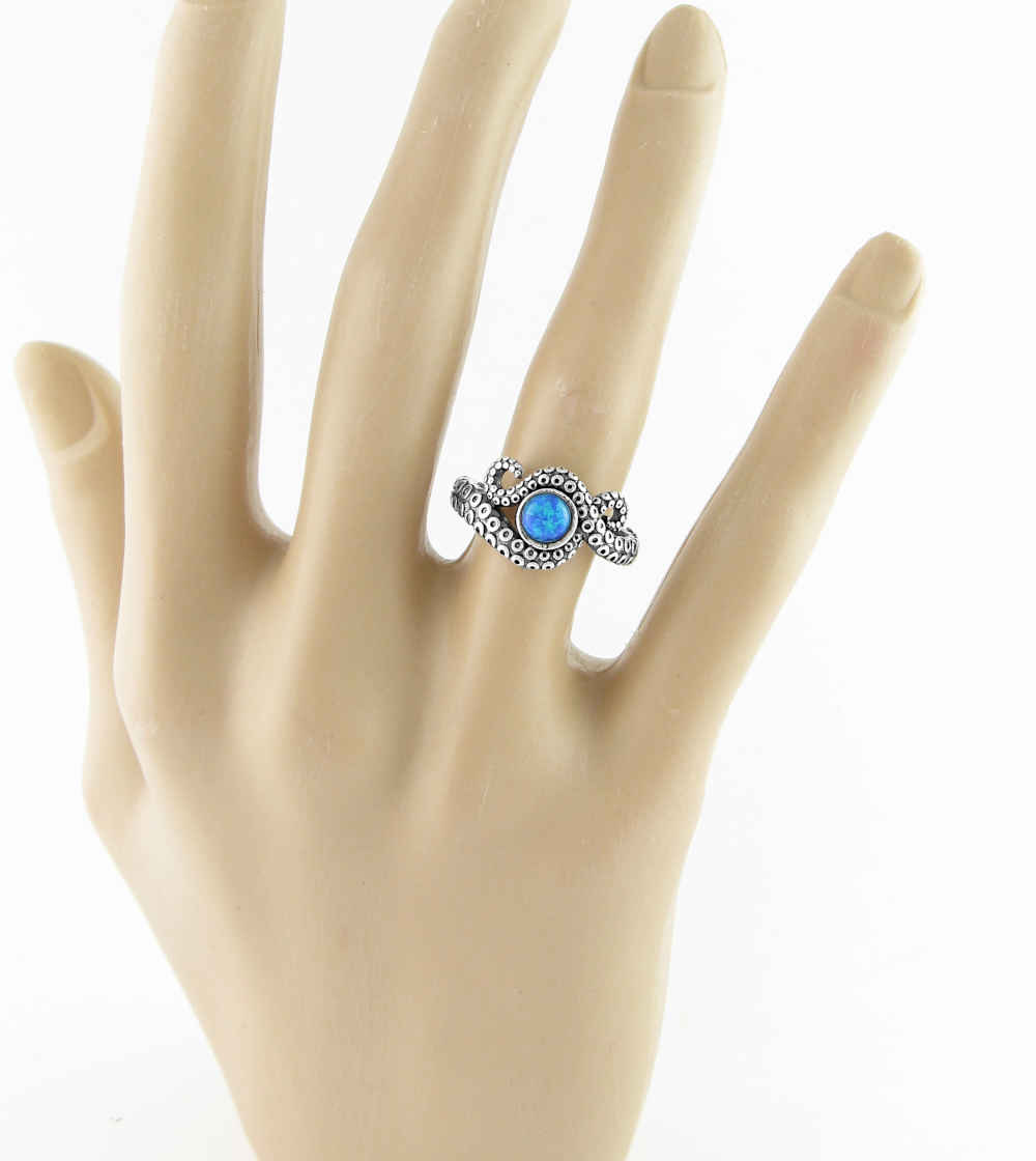 Curling Octopus Tentacles With Blue Lab Opal Ring | Woot & Hammy