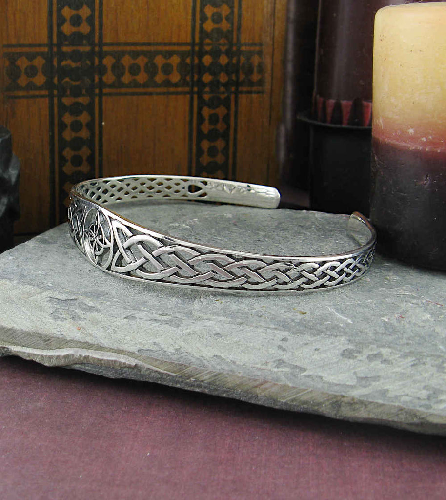 Witch's Knot Open Bangle Cuff Bracelet with Celtic Knots | Woot & Hammy
