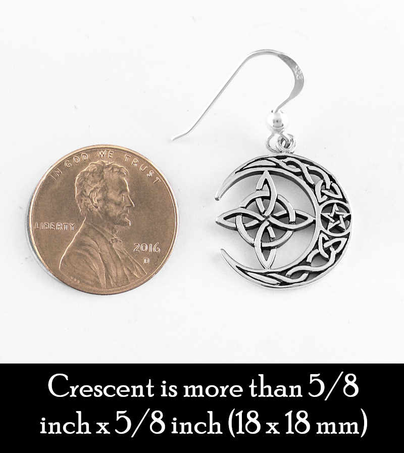 Cut Out Celtic Crescent Moon With Witch's Knot and Pentagram Hook Earrings | Woot & Hammy