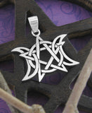 Triple Moon And Pentagram Intertwined Symbols Cut-Out Goddess Pendant | Woot & Hammy