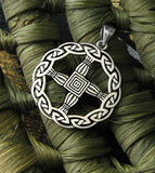 St. Brigid's Cross With Round Celtic Knot Border Cut-Out Pendant | Woot & Hammy