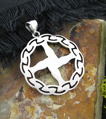 St. Brigid's Cross With Round Celtic Knot Border Cut-Out Pendant | Woot & Hammy