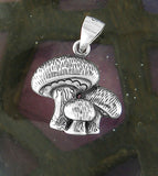 Cute Three Toadstool Mushrooms Pendant, Oxidized