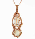 Double Moonstone Copper Wire Wrapped Pendant with 20