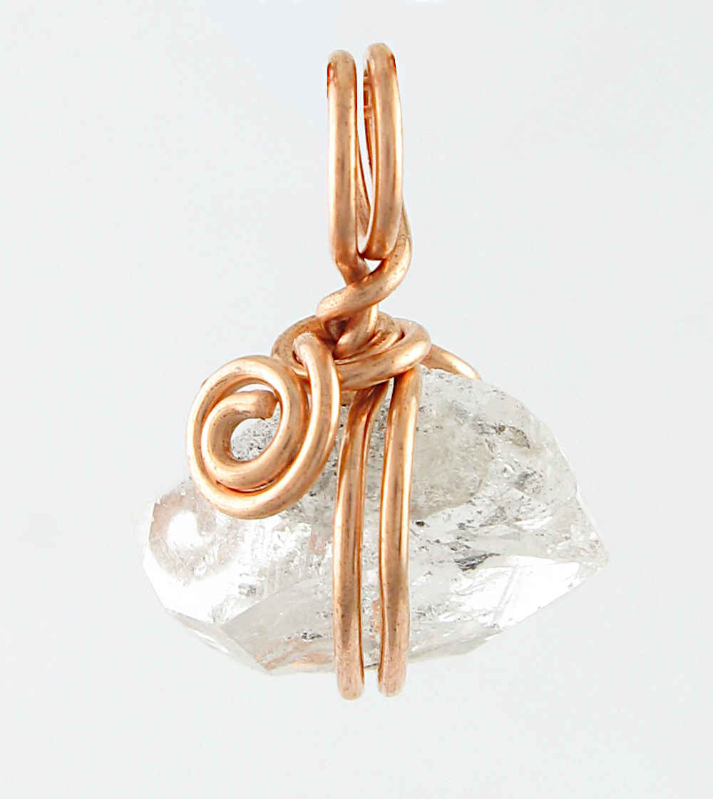 Copper Wire-Wrapped Doubly-Terminated Pointed Herkimer Diamond Charms, Handmade  | Woot & Hammy