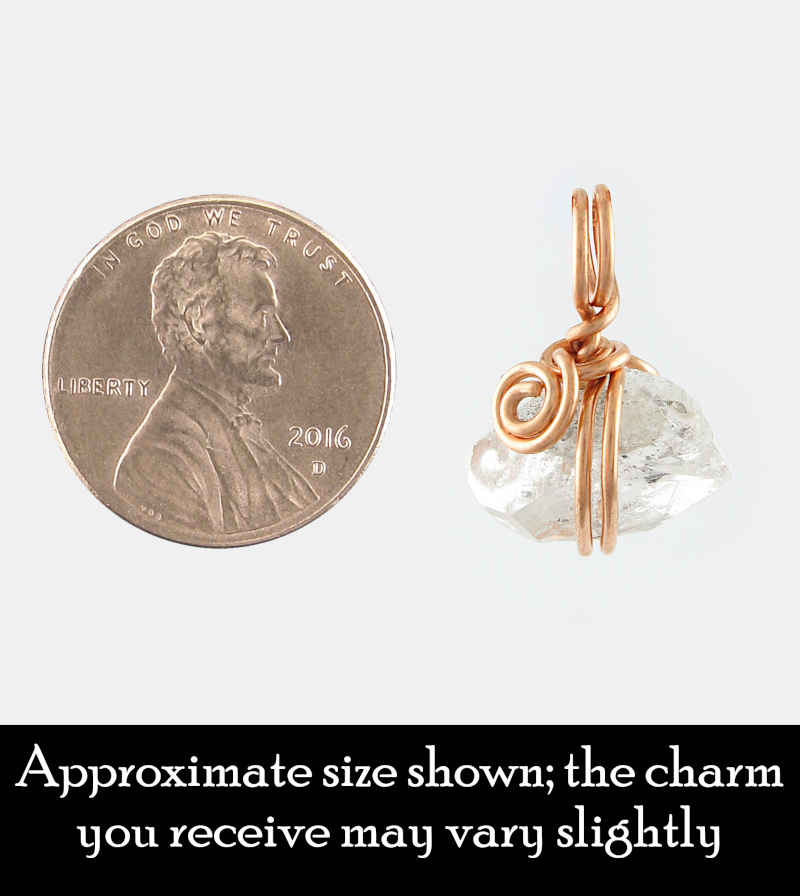 Copper Wire-Wrapped Doubly-Terminated Pointed Herkimer Diamond Charms, Handmade  | Woot & Hammy