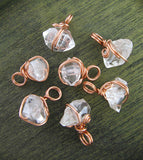 Copper Wire-Wrapped Doubly-Terminated Pointed Herkimer Diamond Charms, Handmade  | Woot & Hammy