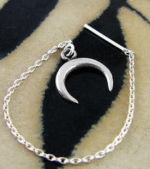 Downturned Crescent Moon Horn Threader Earrings Sterling Silver Goddess | Woot & Hammy