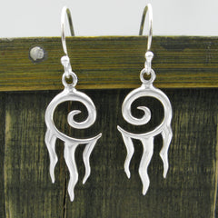 Tribal Drop Earrings with Spiral Mystery Symbol