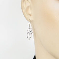 Tribal Drop Earrings with Spiral Mystery Symbol