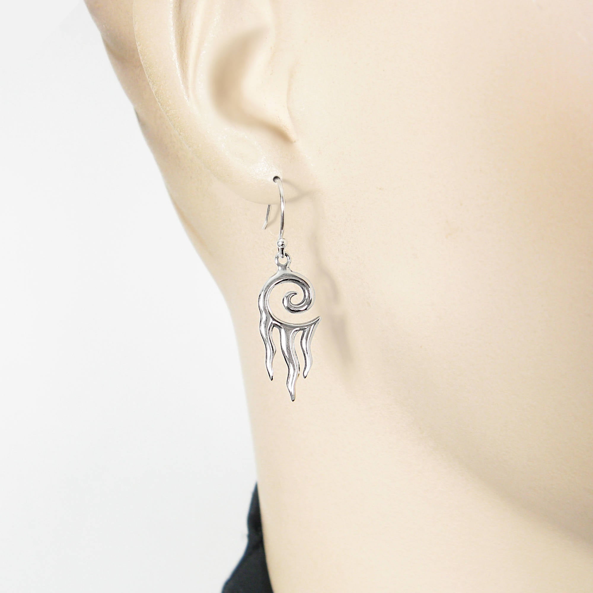 Tribal Drop Earrings with Spiral Mystery Symbol