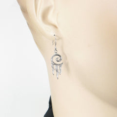 Tribal Drop Earrings with Spiral Mystery Symbol