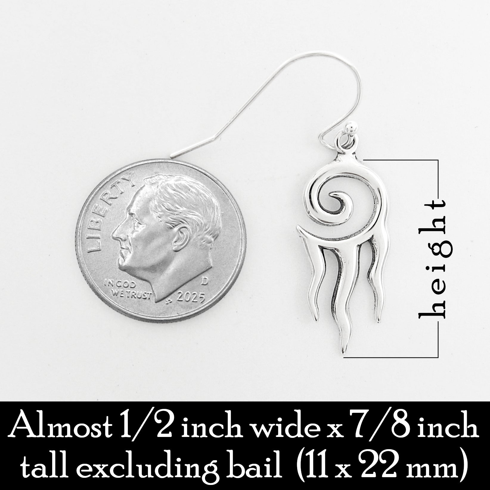 Tribal Drop Earrings with Spiral Mystery Symbol