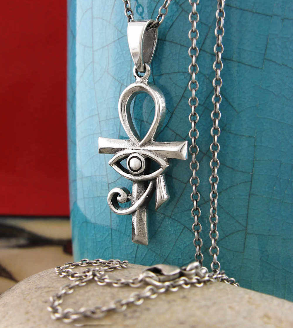 Ancient Egyptian Ankh Key of Life Symbol With Eye of Ra Wedjat Pendant | Woot & Hammy