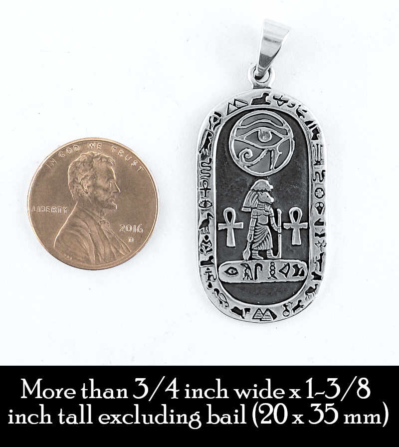 Egyptian Cartouche With Eye of Ra, Anubis, and Ankh Symbols Pendant Hieroglyphs | Woot & Hammy