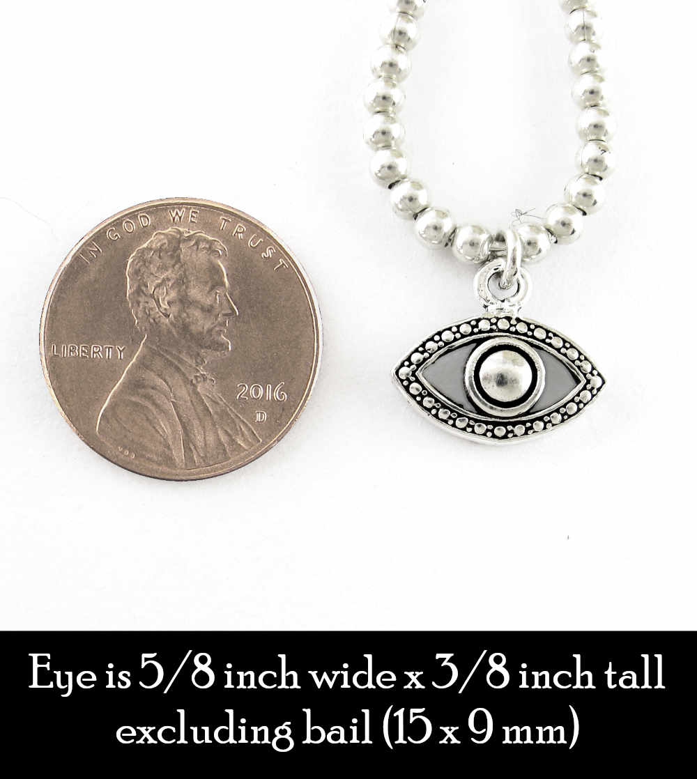 Evil Eye Charm With Silver Balls Adjustable Slipknot Protection Positive Energy Bracelet | Woot & Hammy