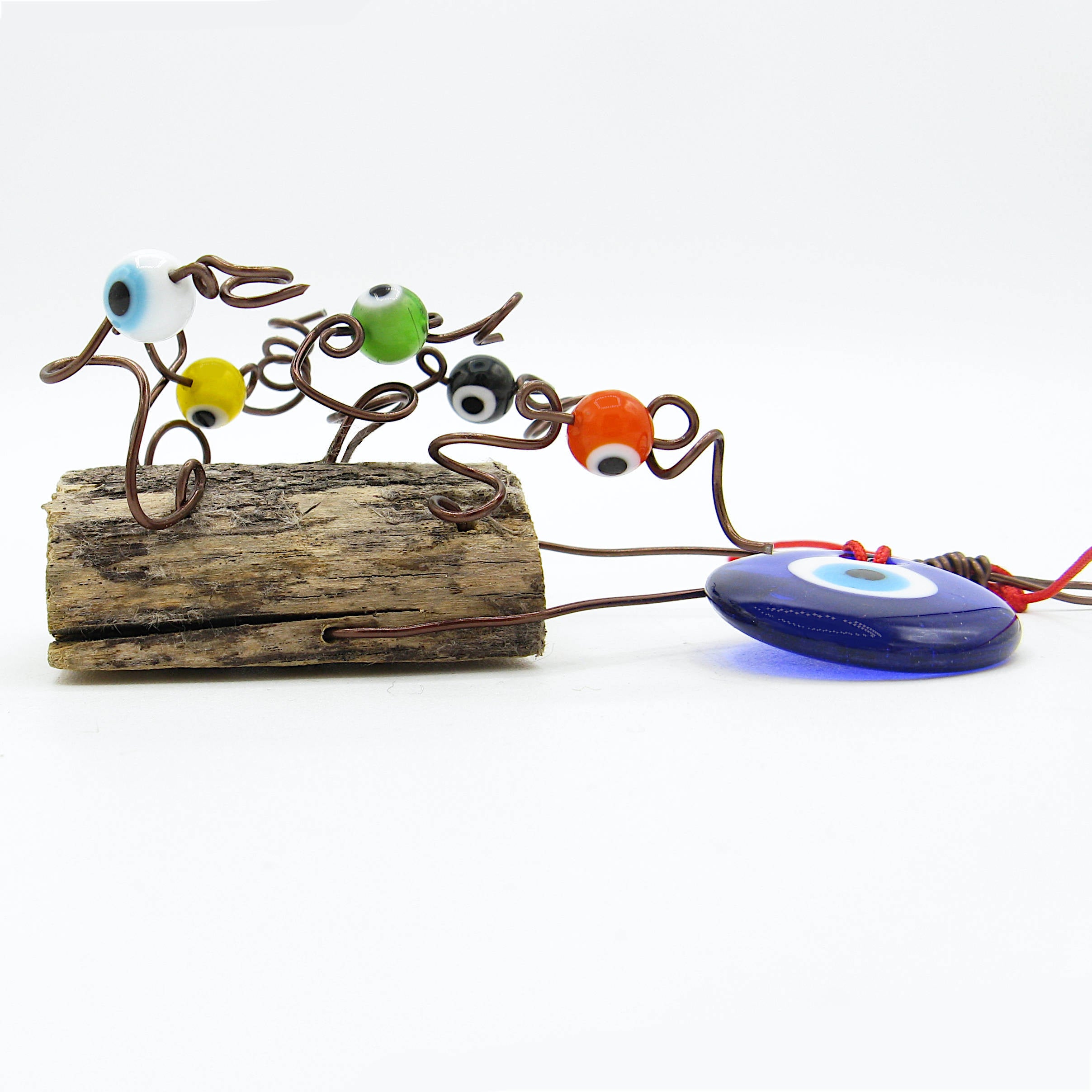 Evil Eye Wall Hanging with Wood Chunk Protection Handcrafted Wiccan Pagan Rustic Primitive Sacred Space Nature Luck Magick Alternative Decor | Woot & Hammy