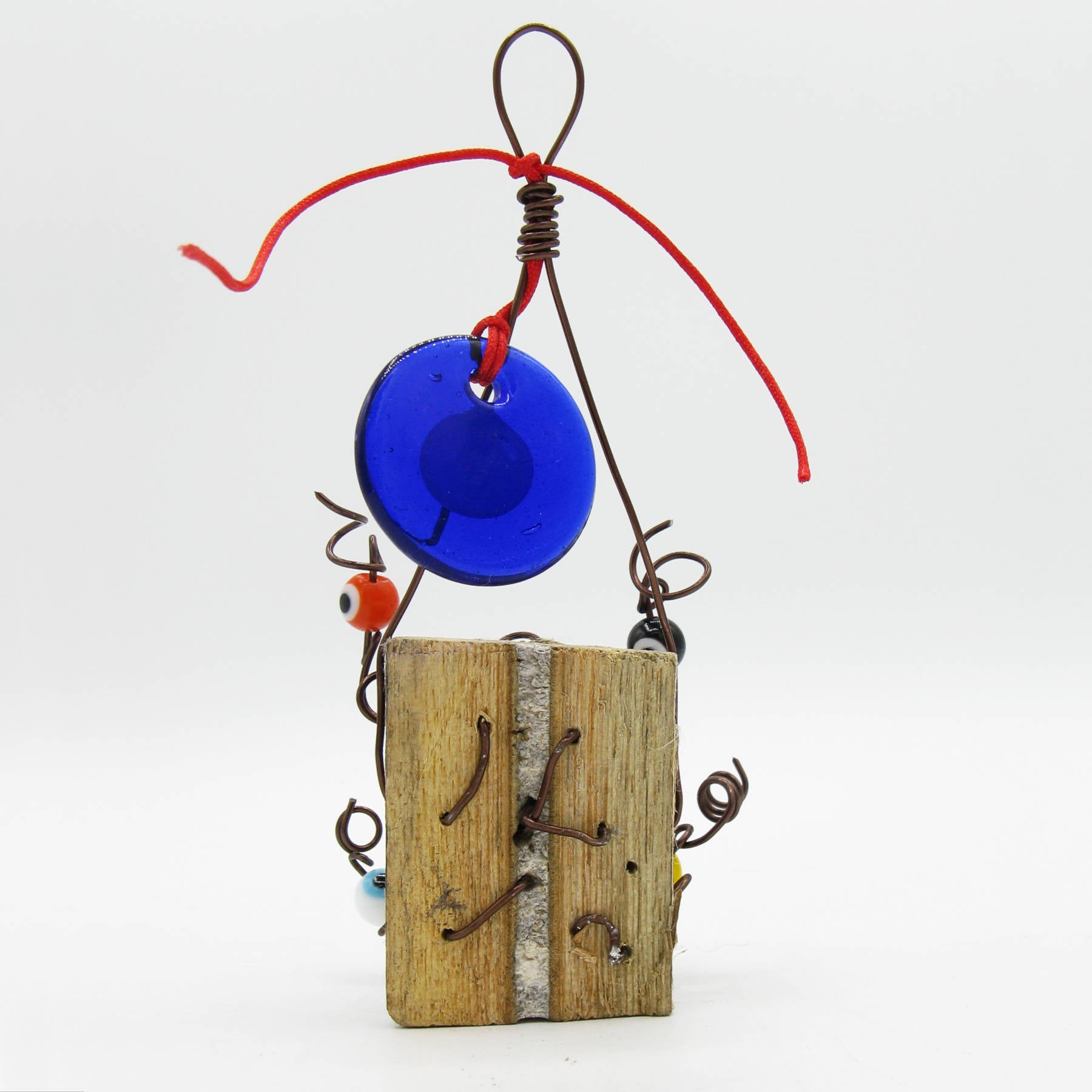 Evil Eye Wall Hanging with Wood Chunk Protection Handcrafted Wiccan Pagan Rustic Primitive Sacred Space Nature Luck Magick Alternative Decor | Woot & Hammy