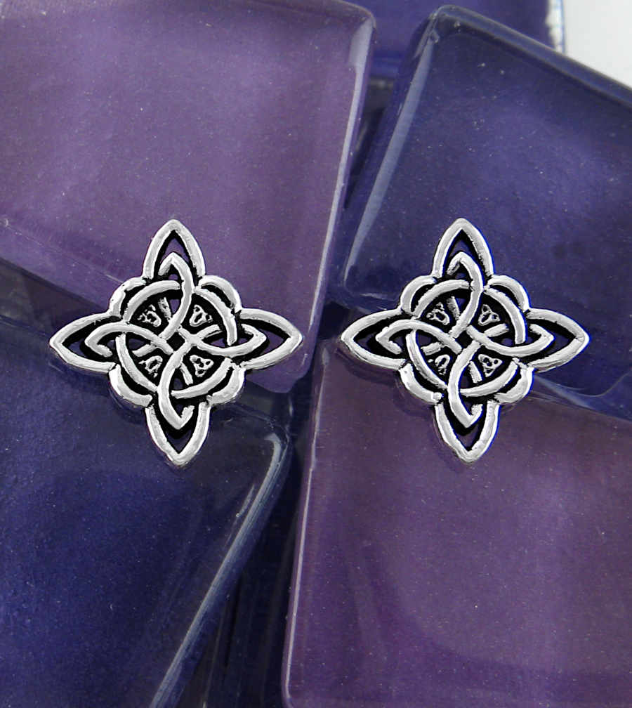 Protective Fancy Witch's Knot With Infinity Circle Celtic Post Earrings | Woot & Hammy