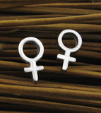 Woman / Female Circle and Cross Symbol Pictogram Petite Post Earrings | Woot & Hammy