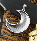 Full Crescent Moon with Vibrant Spirals Pattern Oxidized Pendant | Woot & Hammy