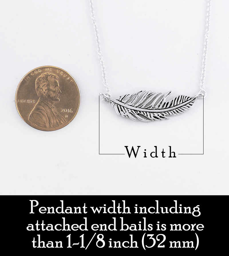 Sideways Ruffled Feather Guardian Angel Message Sympathy Necklace | Woot & Hammy