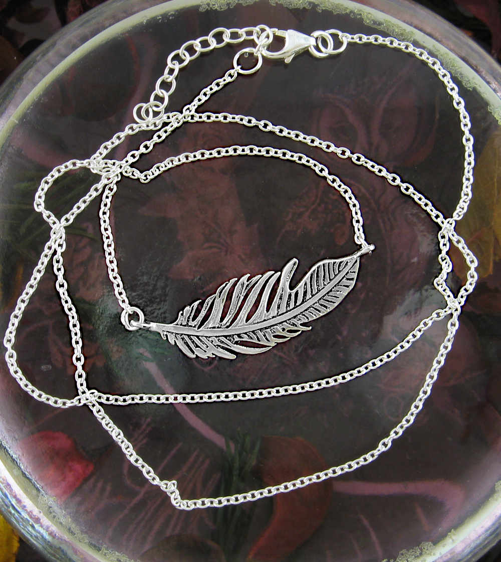 Sideways Ruffled Feather Guardian Angel Message Sympathy Necklace | Woot & Hammy