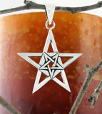 Second Degree Wicca Inverted Pentagram Within Larger Pentagram Symbol Silver Pendant | Woot & Hammy