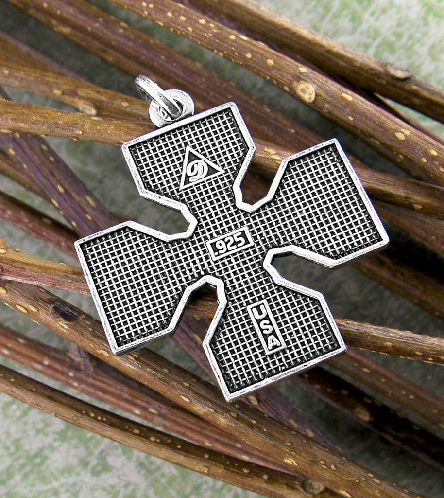 Equal-Armed Cross Pendant With Triquetra Knots