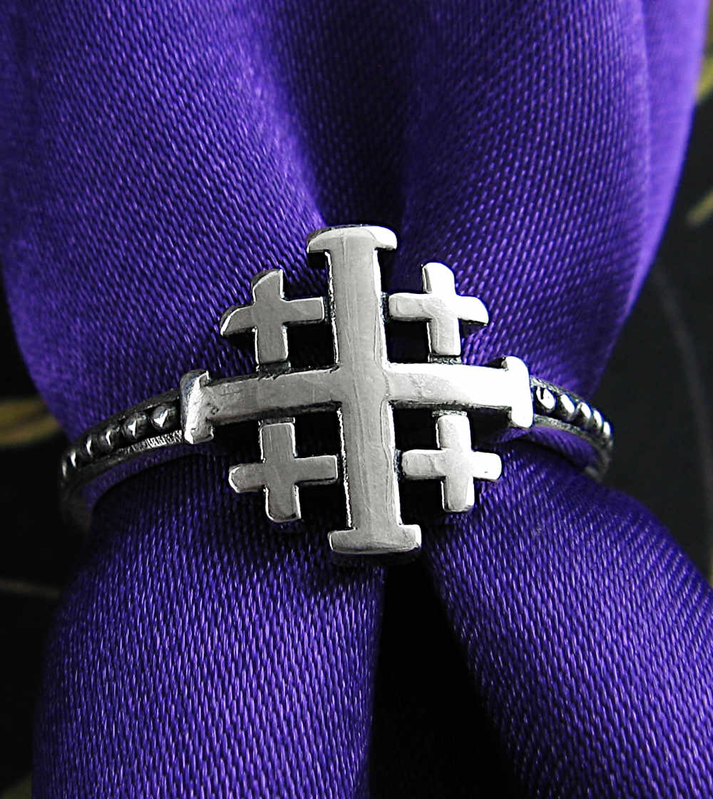 Five-Fold Jerusalem Cross Heraldic Christian Crusades Five Wounds of Christ Ring | Woot & Hammy