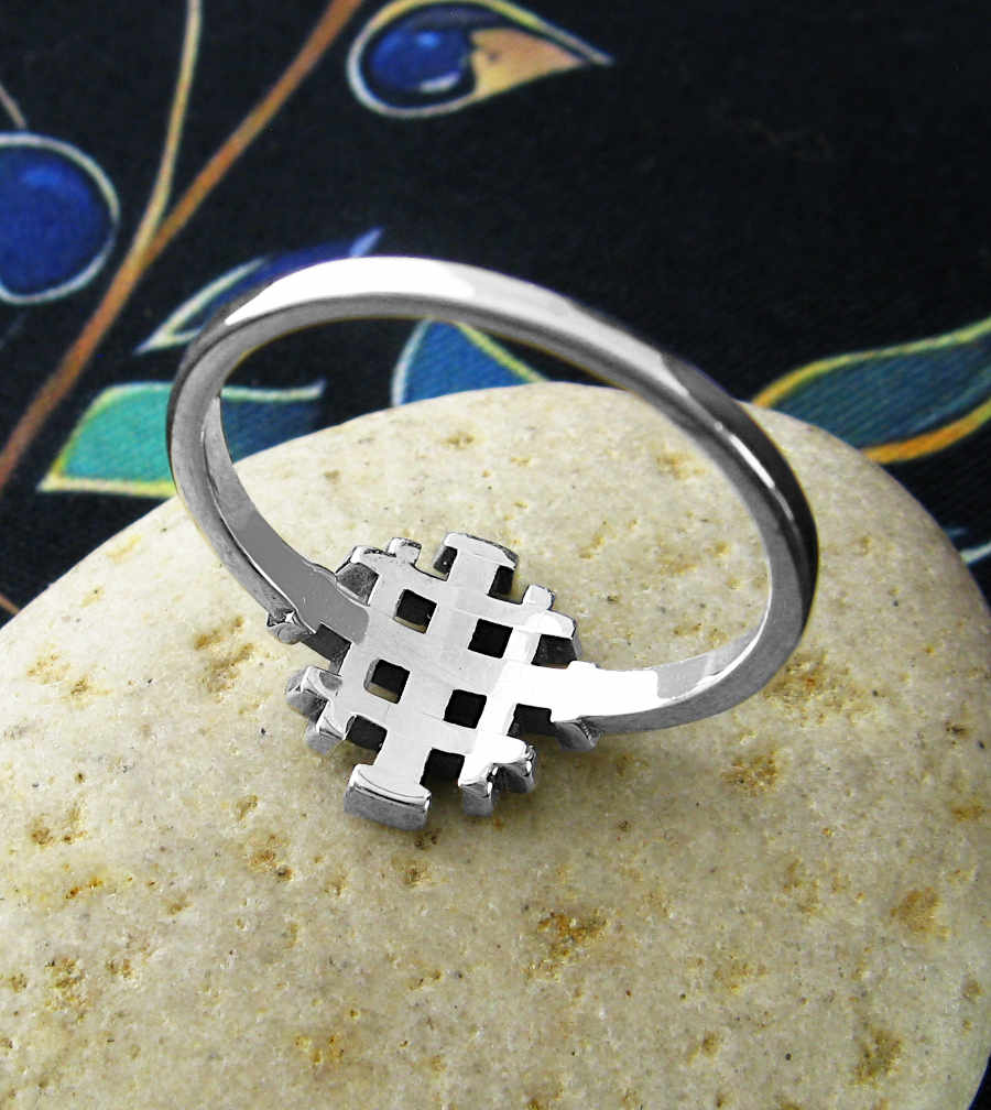 Five-Fold Jerusalem Cross Heraldic Christian Crusades Five Wounds of Christ Ring | Woot & Hammy