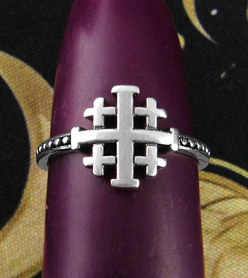 Five-Fold Jerusalem Cross Heraldic Christian Crusades Five Wounds of Christ Ring | Woot & Hammy