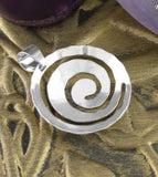 Large Domed and Faceted Cut-Out Spiral Symbol Pendant | Woot & Hammy