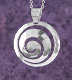 Large Domed and Faceted Cut-Out Spiral Symbol Pendant | Woot & Hammy