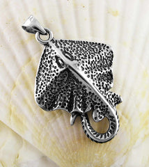 Diamond-Shaped Spotted Manta Ray Stingray Fish With Whiptail Pendant | Woot & Hammy