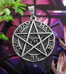 Large Solid Oxidized Tetragrammaton Symbol Hebrew HaShem Pentagram Pendant | Woot & Hammy