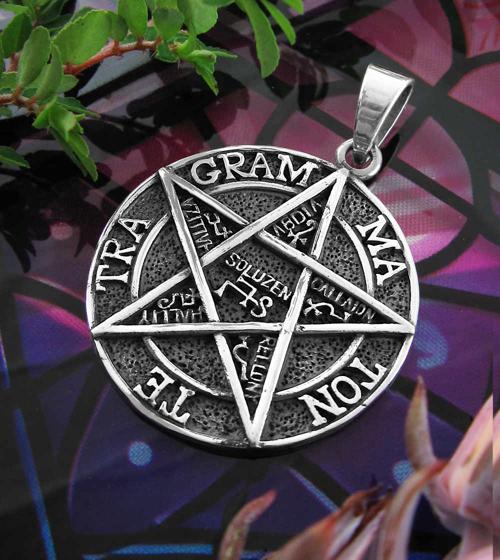 Large Solid Oxidized Tetragrammaton Symbol Hebrew HaShem Pentagram Pendant | Woot & Hammy