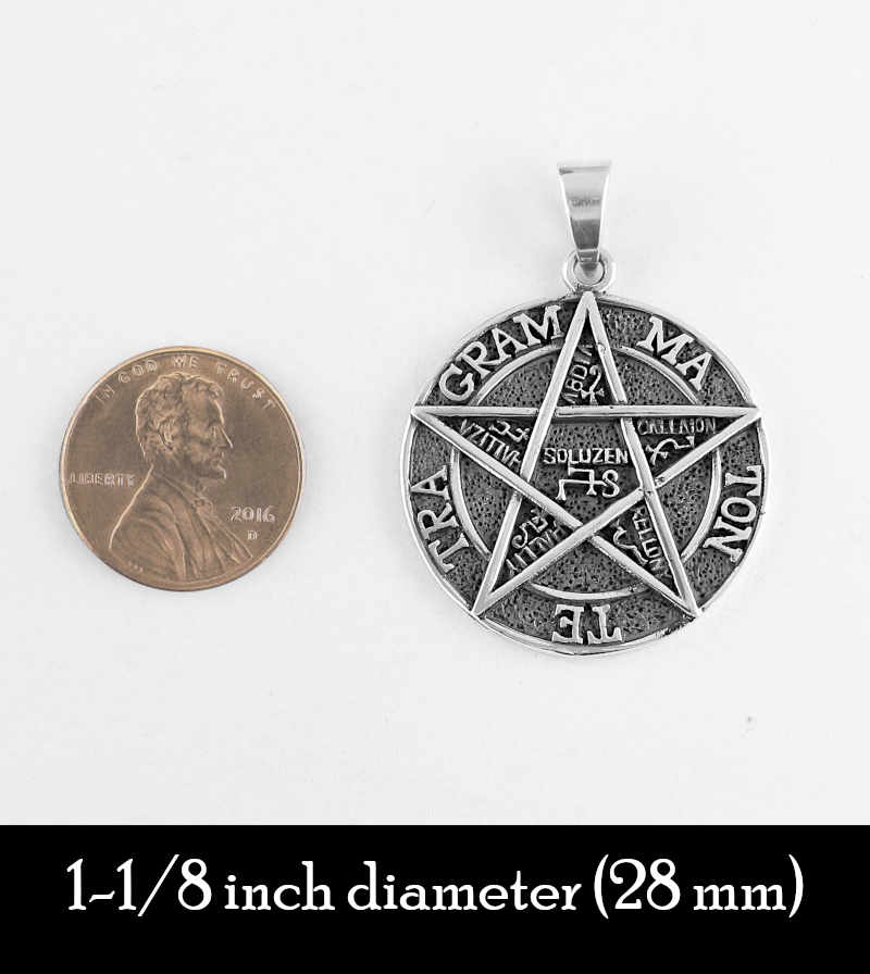 Large Solid Oxidized Tetragrammaton Symbol Hebrew HaShem Pentagram Pendant | Woot & Hammy