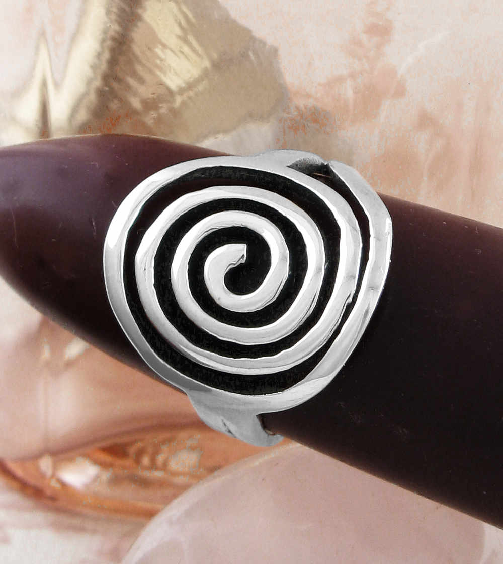 Large Cut-Out Primitive Spiral Ring Spiritual Journey | Woot & Hammy